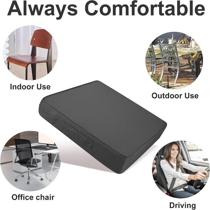 Photo 1 of (3 PACK) 24'' Outdoor Chiar Cushions Waterproof Chair Cushions Replacement Weather Resistant Square Corner Deep Seat Outdoor Cushion