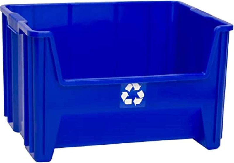 Photo 1 of 
ReadySpace Commercial Industrial Heavy Duty Stackable Open-Front Recycling Bin Box Containers, 12.5 Gallon Blue