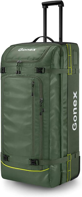 Photo 1 of Gonex Rolling Duffle Bag with Wheels, 100L Water Repellent Large Wheeled Travel Duffel Luggage with Rollers 33 inch, Olive Green