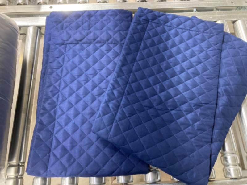 Photo 2 of Florence Navy Blue Solid Oversized Quilt Set