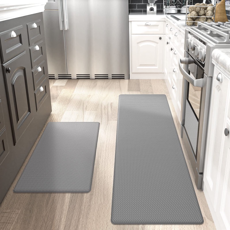 Photo 1 of DEXI Kitchen Rugs and Mats Anti Fatigue Mat Cushioned Comfort Runner Rug Standing Floor Rugs Set of 2,17"x29"+17"x59", Grey 17"x29"+17"x59" Grey