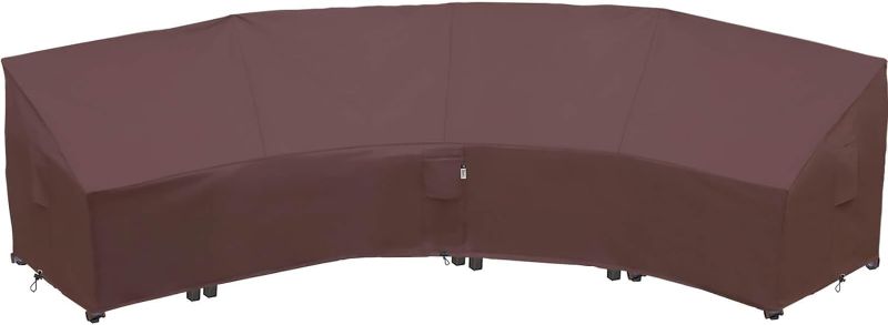 Photo 1 of Curved Patio Furniture Cover for Outdoor Sectional Sofa, 190"(123") Reinforced Waterproof 600D Patio Couch Cover, Half Moon Lawn Outside Garden Furniture Winter Protective Cover