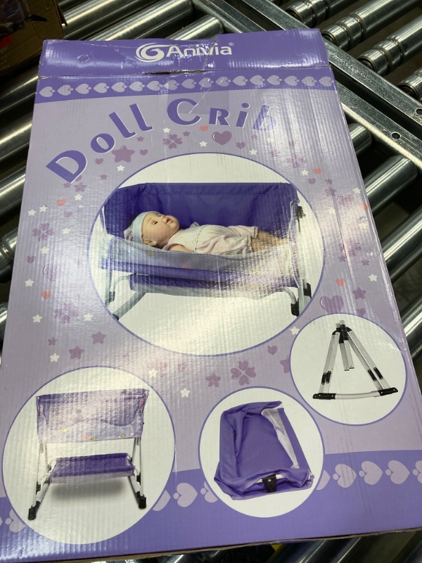 Photo 3 of Anivia Doll Bed Furniture 2 Function Toy, Doll Bed and Doll Swings Together for 18 inches Baby Dolls, Baby Doll Crib with Bottom (DP601PURPLE)