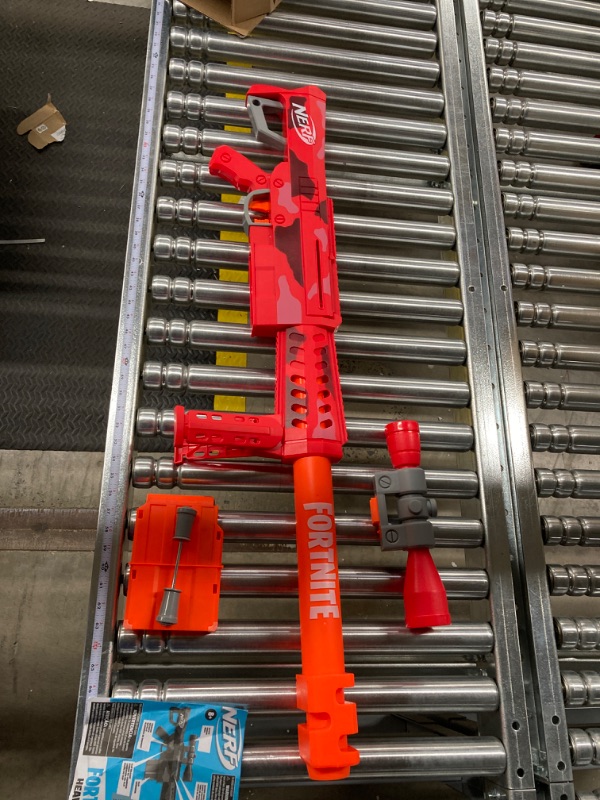 Photo 3 of NERF Fortnite Heavy SR Blaster, Longest Fortnite Blaster Ever, Removable Scope, Bolt Action, 6 Official Mega Darts, 6-Dart Clip Frustration 