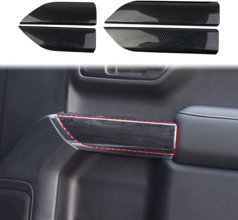 Photo 1 of Carbon Fiber Inner Door Handrail Handle Cover Trim for 2019-2023 Chevy Silverado 1500/GMC Sierra 1500 for 2020-2024 Sierra/Silverado 2500 3500 HD (Double cab 4-Door)