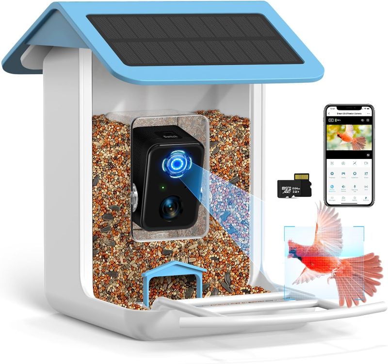 Photo 1 of Smart Bird Feeder Camera, Free AI Forever, 1080P HD Camera Auto Capture Bird Videos & Solar Panel, App Notify When Birds Detected, Bird House with Built-in Two-Way Microphone