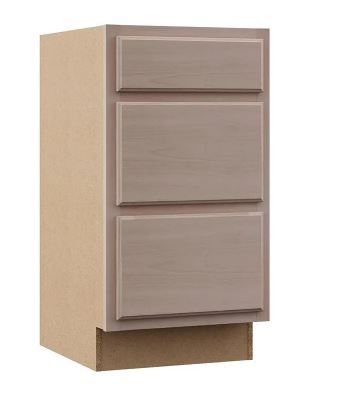 Photo 1 of 18 in. W x 24 in. D x 34.5 in. H Assembled Drawer Base Kitchen Cabinet in Unfinished with Recessed Panel

