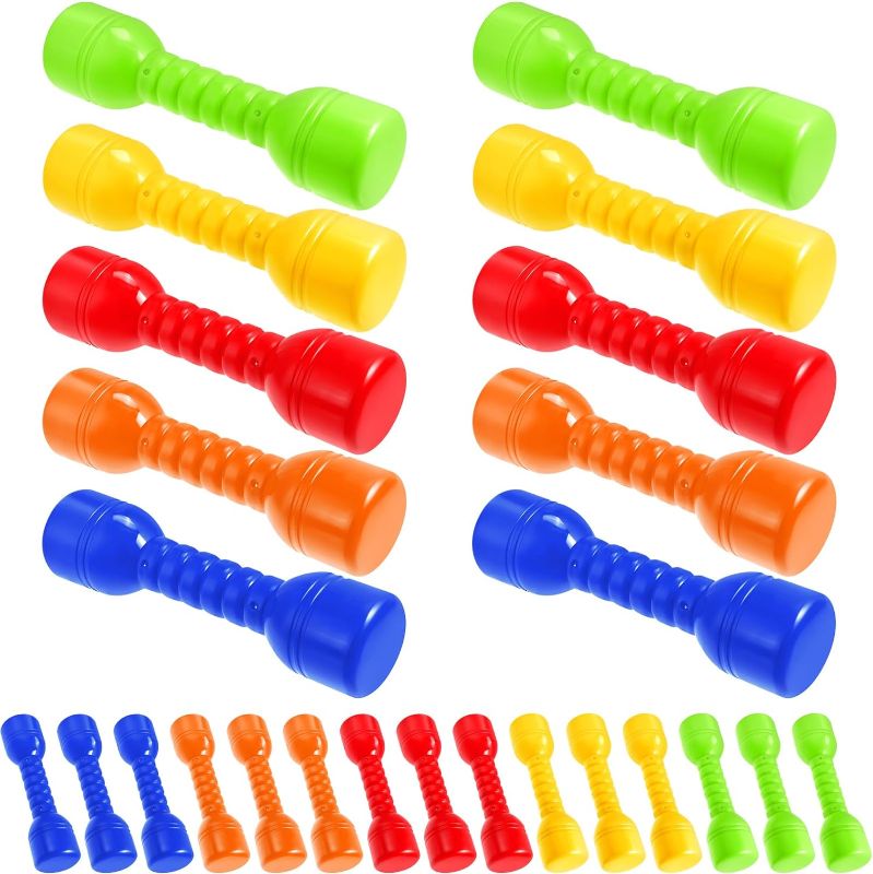 Photo 1 of 50 Pcs Kids Plastic Hand Dumbbells Children Hand Dumbbells Exercise Fitness Barbell Weight Set Toddler Weight Lifting Set Kids Workout Equipment for Sport Dancing Performing Game Activity