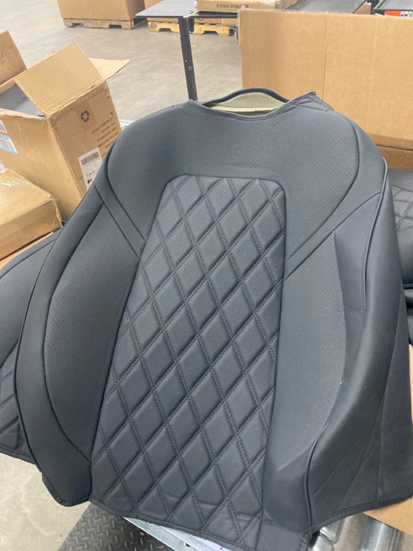 Photo 2 of Universal Faux Leather Car Seat Covers Full Set, Airbag Compatible, Breathable, Fit for Cars, Trucks, SUV (Full Set, Full Black) Black and Black Full Set