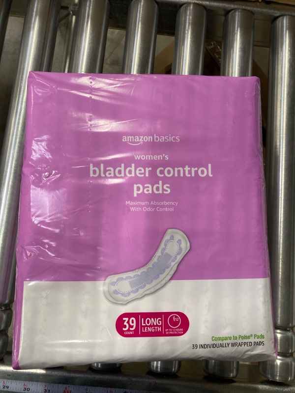 Photo 2 of Amazon Basics Incontinence, Bladder Control & Postpartum Pads for Women, Maximum Absorbency, Long Length, 78 Count, 2 Packs of 39 (Previously Solimo) 78 Count (2 Packs of 39)