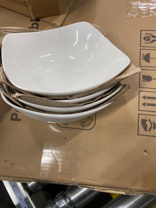 Photo 3 of Porcelain Salad Bowls, 38 Ounce pasta bowls set of 4, 8 inch White serving bowls for cereal, soup, ramen, snacks, rice, Oven Dishwasher Safe