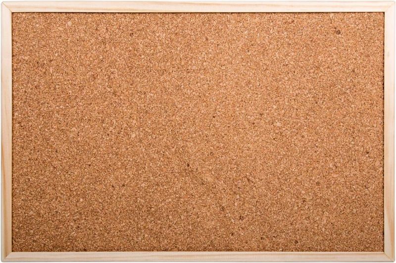 Photo 1 of DESK TECH Small Cork Bulletin Board with Pinewood Wooden Frame - 18 x 12 inches, Classic Beige - Flexible Mounting, Versatile for School, Office and Home Use