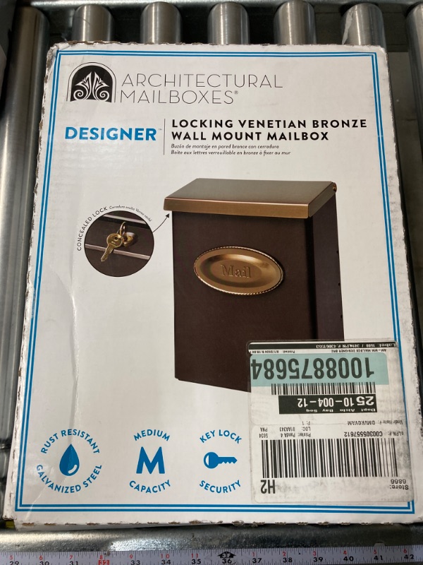 Photo 4 of Architectural Mailboxes Designer Lockable Wall Mount Mailbox, Venetian Bronze with Brass