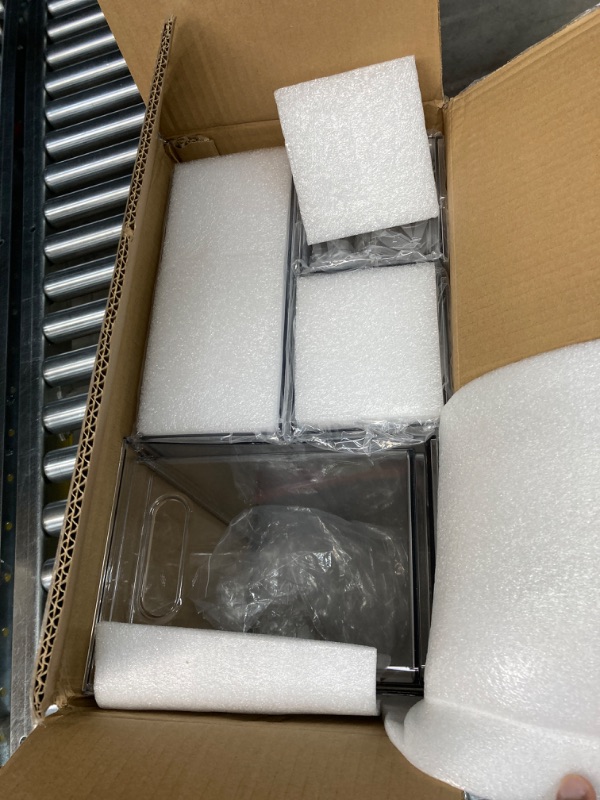 Photo 1 of Mano Fridge Drawer Pull Out Stackable Bins with Handle Clear Refrigerator Drawers Organizer Food Storage Container Box with Dividers Plastic Produce Saver for Pantry, Cabinet, Kitchen, Clothes 2S+1L+1XL