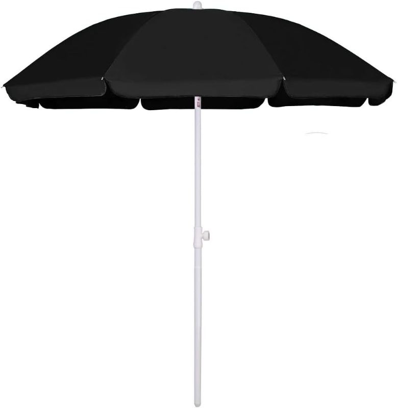 Photo 1 of AMMSUN 6FT Portable Outdoor Picnic Beach Umbrella with Tilt Function, Black