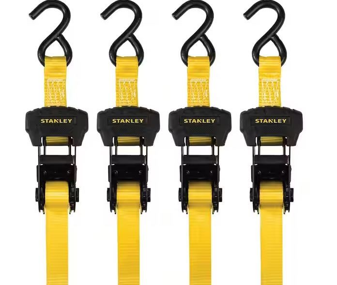 Photo 1 of 1.25 in. x 16 ft. / 3000 lbs. Break Strength Ratchet Straps (4-Pack)