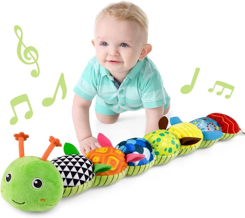 Photo 1 of LIGHTDESIRE Baby Toys Musical Caterpillar,Infant Stuffed Animal Toys with Crinkle and Rattles,Soft Sensory Toys with Textures for Tummy Time Newborn Boys Girls 0 3 6 12 Months(Green) Green - Caterpillar