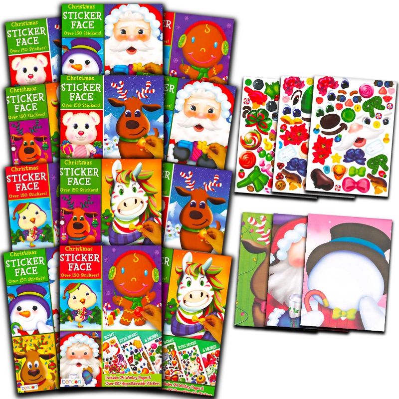 Photo 1 of Christmas Party Favors Set For Kids Toddlers -- 12 Pack Christmas Stickers Over 300 Stickers Featuring Santa Claus, Gingerbread Man, and Reindeer (Christmas Party Supplies)