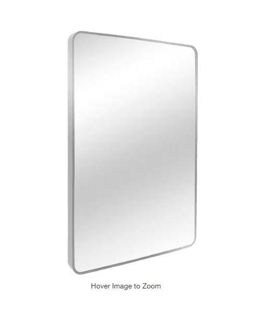 Photo 1 of 24 in. W x 30 in. H Rectangular Aluminum Frame Framed Wall Bathroom Vanity Mirror in Silver