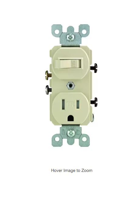 Photo 1 of 15 Amp Tamper-Resistant Combination Switch and Outlet, Ivory 2pack