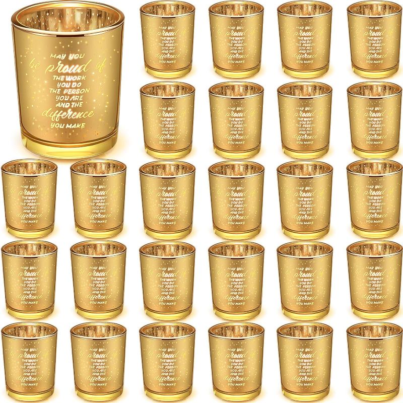 Photo 1 of *MISSING 3*  24 Pcs Gold Votive Candle Holders Set Employee Appreciation Gifts Glass Candle Holder for Teacher Coworker Wedding Party Holiday Birthday Christmas Home Decor Candle Holder Bulk(May You Be)