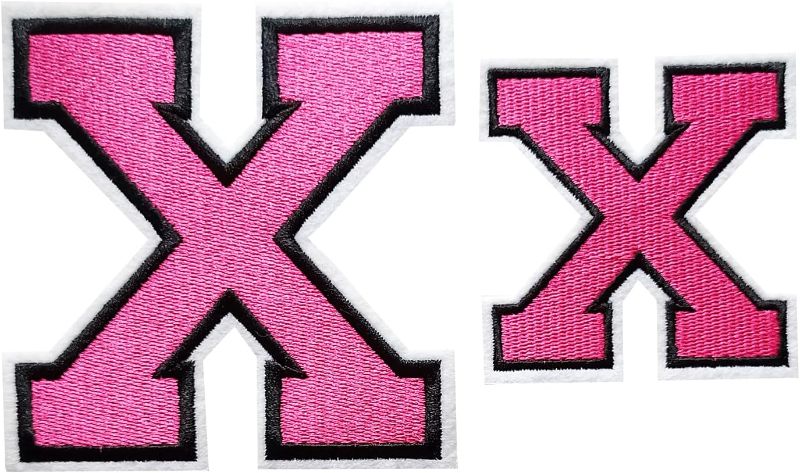 Photo 1 of 4Pcs Iron on Letter Patches Pink, 2 Sizes 4.5inch and 3.14inch Embroidered Alphabet Patches for Clothing Jackets Hats Backpacks Jeans Large 2 Pack 