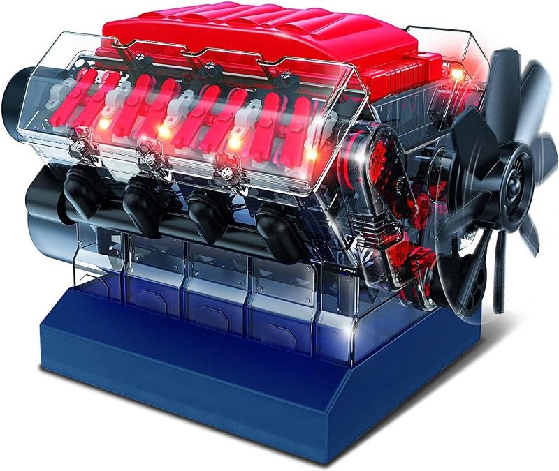 Photo 1 of Playz V8 Combustion Engine Model Kit That Runs - Build Your Own STEM Mini V8 Model Engine Kit for Adults & Kids Age 12+, Visible V8 Mini Engine Kit That Works for Adult w/ 270 STEM Parts