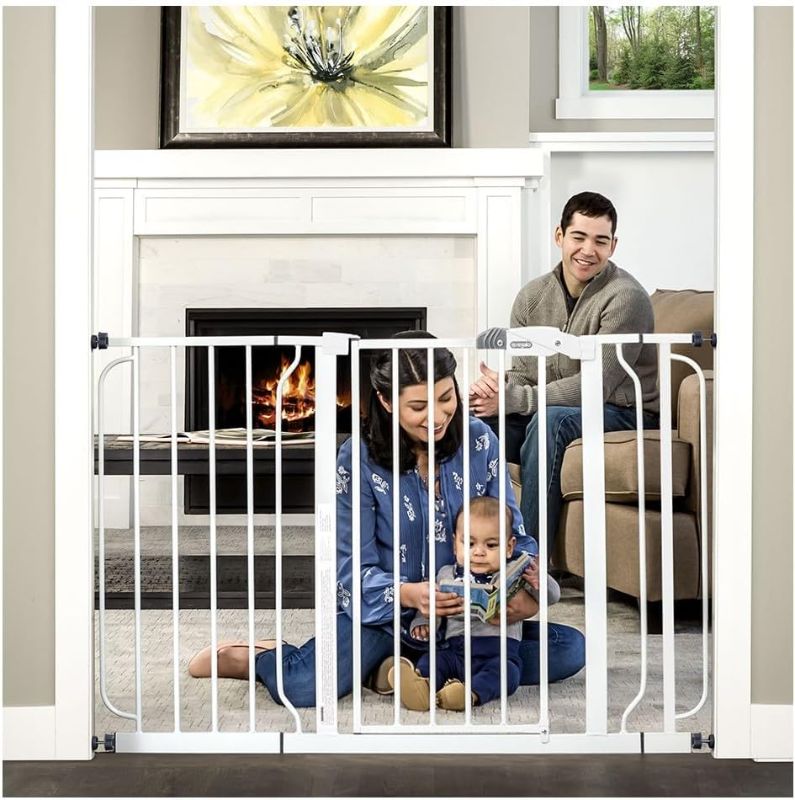 Photo 1 of Regalo Easy Step 49-Inch Extra Wide Baby Gate, Includes 4-Inch and 12-Inch Extension Kit, Pressure Mount Kit and 4 Pack of Wall Mount Kit, 4 Count (Pack of 1)
