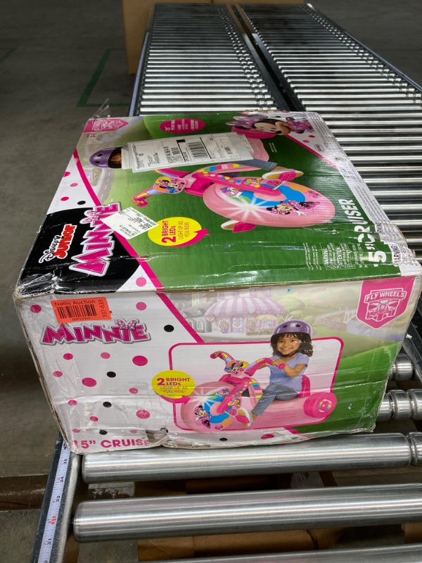 Photo 1 of Minnie Mouse Ride-On 15" Fly Wheels Cruiser Tricycle Bike, Trike Has Built-In Light on Both Sides of Big Wheel, Ages 3-7, for Kids 41”-44” Tall - 70 lbs. Weight Limit