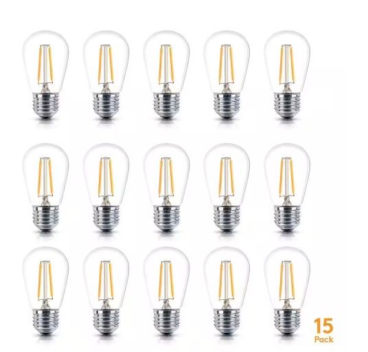 Photo 1 of 1-Watt S14 Dimmable E26 LED Vintage Edison Light Bulb 2700K (15-Pack)