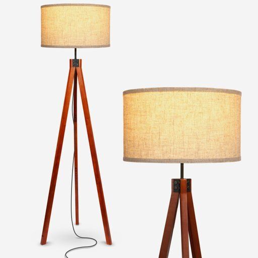 Photo 1 of Brightech Eden Tripod Floor Lamp Dimmable Standing Lamp with Solid Wood Legs for Bedroom Reading Tall Tree Lamp for Offices Modern LED Lamp for Liv