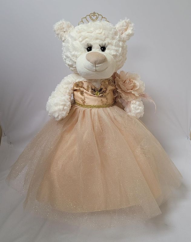 Photo 1 of 20" Teddy Bear with Elegant Dress (Centerpiece) ~ B16631N-34G (Champane)
