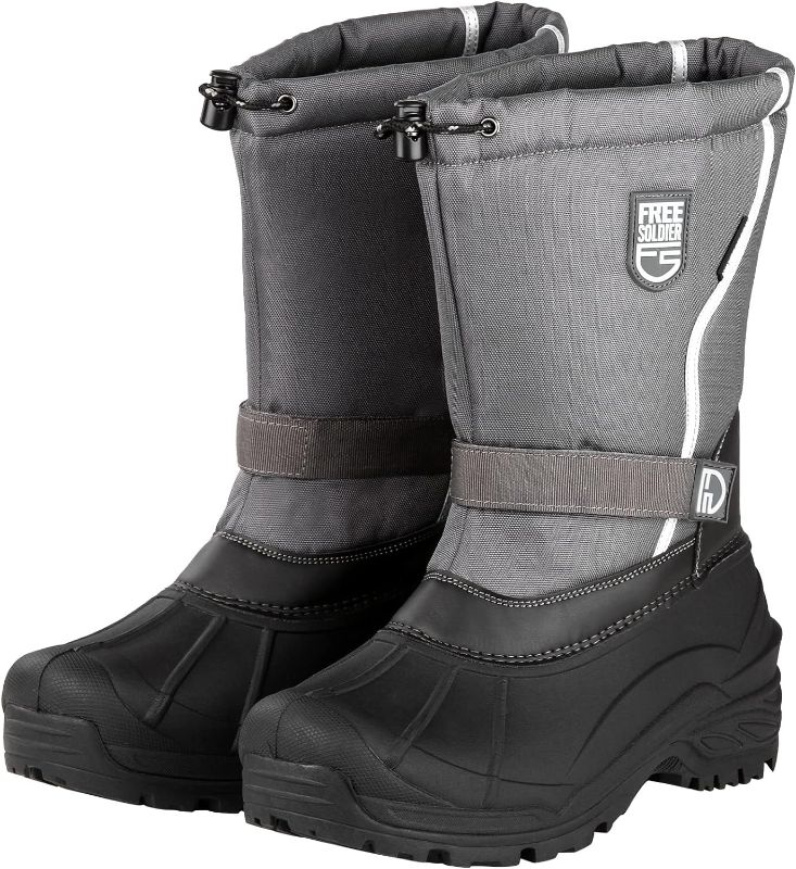 Photo 1 of FREE SOLDIER Mens Snow Boots Insulated Waterproof Winter Shoes Nonslip Outdoor Footwear with Removable Lining