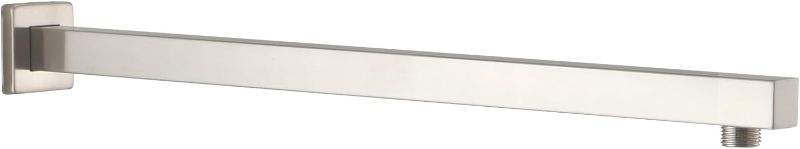 Photo 1 of BESy 20 Inches Straight Extended Shower Arm With Flange, Rain Shower Head Extension Arm, Square Shower Rod Shower Head Extender Arm Shower Pipe Extension, Wall-Mounted Brushed Nickel Stainless Steel