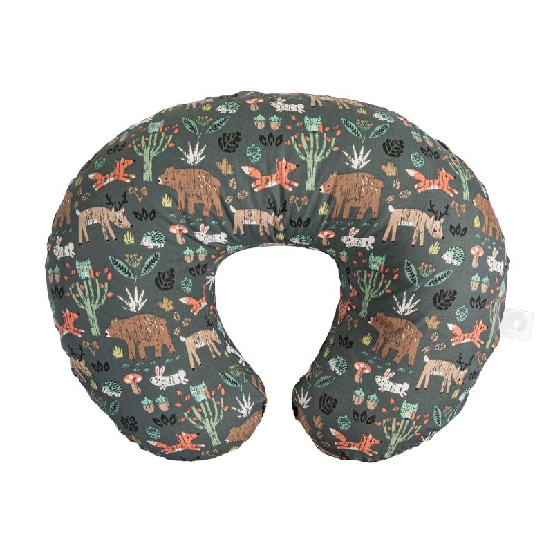 Photo 1 of Boppy Nursing Pillow Original Support, Green Forest Animals, Ergonomic Nursing Essentials for Bottle and Breastfeeding, Firm Fiber Fill, with Removable Nursing Pillow Cover, Machine Washable