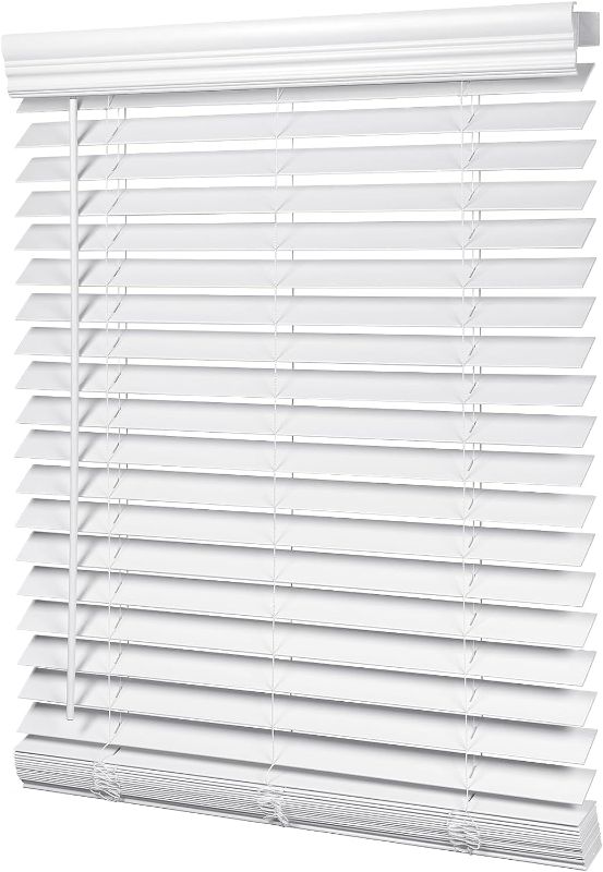 Photo 1 of 2-inch Cordless Faux Wood Blinds with Royal Valance, Room Darkening Horizontal Window Blinds, Inside Mount Blinds for Windows - Actual Blinds Size: 45.75'' W x 48'' H - White