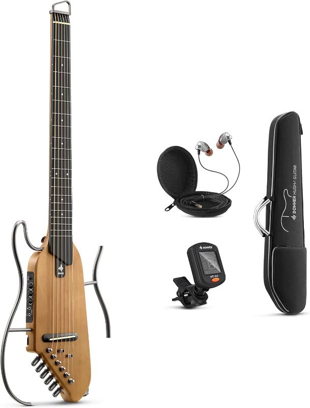 Photo 1 of Donner HUSH-I Guitar For Travel - Portable Ultra-Light and Quiet Performance Headless Acoustic-Electric Guitar, Maple Body with Removable Frames, Gig Bag, and Accessories