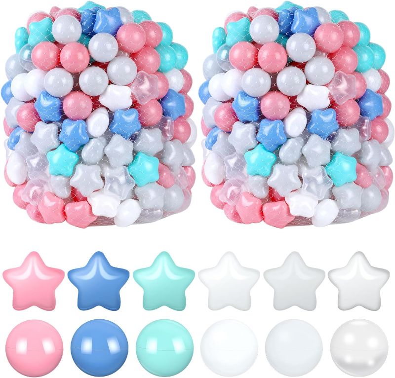 Photo 1 of 600 Pcs Star Balls Plastic Balls Children's Toy Balls Proof Ocean Balls for Baby Toddlers, Soft Plastic Balls for Ball Pool Play Tent Birthday Party Pool, 2.17 Inch (Classic Colors)