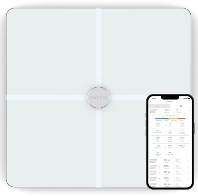 Photo 1 of QardioBase X Smart WiFi Scale and Full Body Composition 12 Fitness Indicators Analyzer. App-Enabled for iOS, Android, iPad, Apple Health. Athlete, Pregnancy and Multi-User Modes.