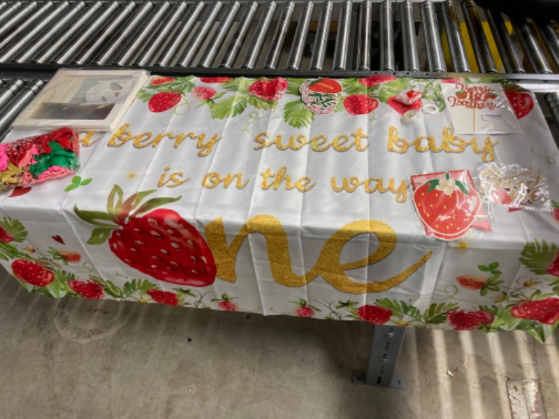 Photo 2 of Strawberry Fruit-Themed 1st Summer Birthday Party Decorations (Small, 16.5 x 13 x 3 Inches)