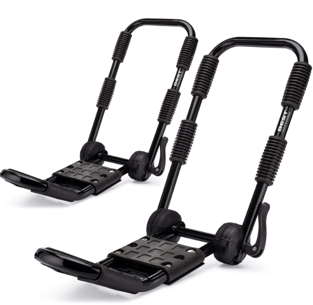 Photo 1 of Best Marine and Outdoors Folding Kayak Roof Rack Carrier for Car, Truck & SUV, 2 Foldable J Racks for Kayaks & SUP Paddle Boards, Universal Crossbar Mount, Rooftop Kayaking Accessories