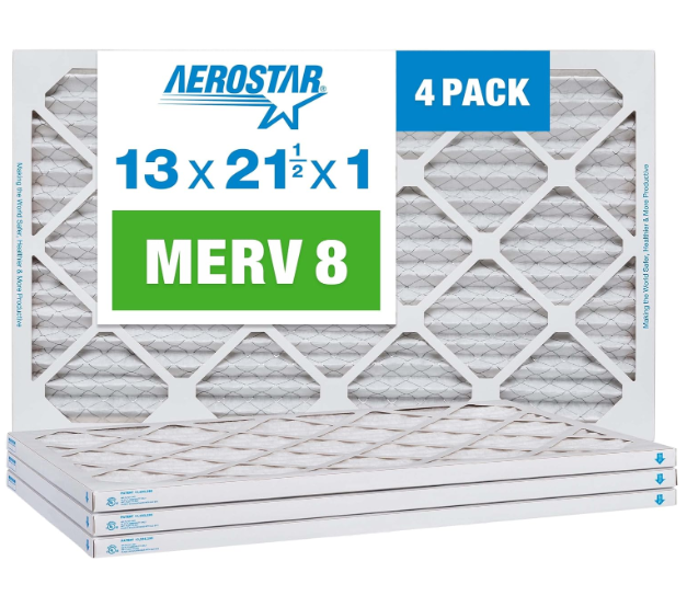 Photo 1 of Aerostar 13x21 1/2x1 MERV 8, Pleated Air Filter, 13 x 21 1/2 x 1, Box of 4, Made in The USA