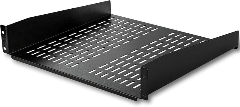 Photo 1 of StarTech.com 2U Server Rack Shelf - Universal Vented Rack Mount Cantilever Tray for 19" Network Equipment Rack & Cabinet - Heavy Duty Steel - Weight Capacity 50lb/23kg - 16" Deep Shelf (CABSHELFV)
