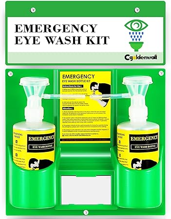 Photo 1 of CGOLDENWALL Portable Eye Wash Station Wall Mounted Eyewash Station Emergency Eye Wash Kit, 16.09oz per Eyewash Bottle, No Eyewash Solution, with a Free Eyewash Sign