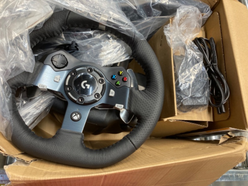 Photo 2 of Logitech G920 Driving Force Racing Wheel and Floor Pedals, Real Force Feedback, Stainless Steel Paddle Shifters, Leather Steering Wheel Cover for Xbox Series X|S, Xbox One, PC, Mac - Black