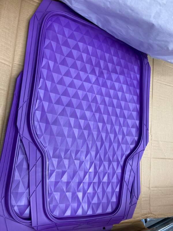 Photo 2 of CAR PASS Heavy Duty Rubber Car Mats, Deep Dish All-Weather Floor Mat for Car Full Set Durable Anti-Slip 3D Rhombus Waterproof Trim to fit Liner Universal Fit Automotive,Sedan,SUV,Truck, 3 Pcs Purple