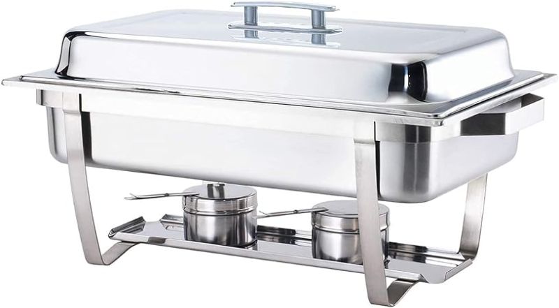 Photo 1 of 70014-GRAY 4 Pack 8QT Chafing Dish High Grade Stainless Steel Chafer Complete Set, 8 QT, Alpine Gray Handle