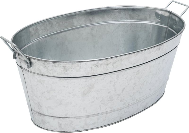 Photo 1 of 2 Pack - Galvanized Steel Metal Oval tub