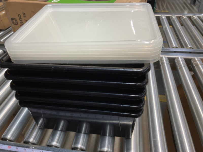 Photo 2 of 5pk Deep Storage Tray with Lid Black - Storex