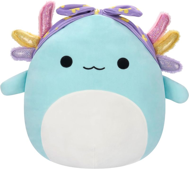 Photo 1 of Squishmallows Original 16-Inch Irina Teal Axolotl with Rainbow Gills and Purple Bandana - Official Jazwares Large Plush